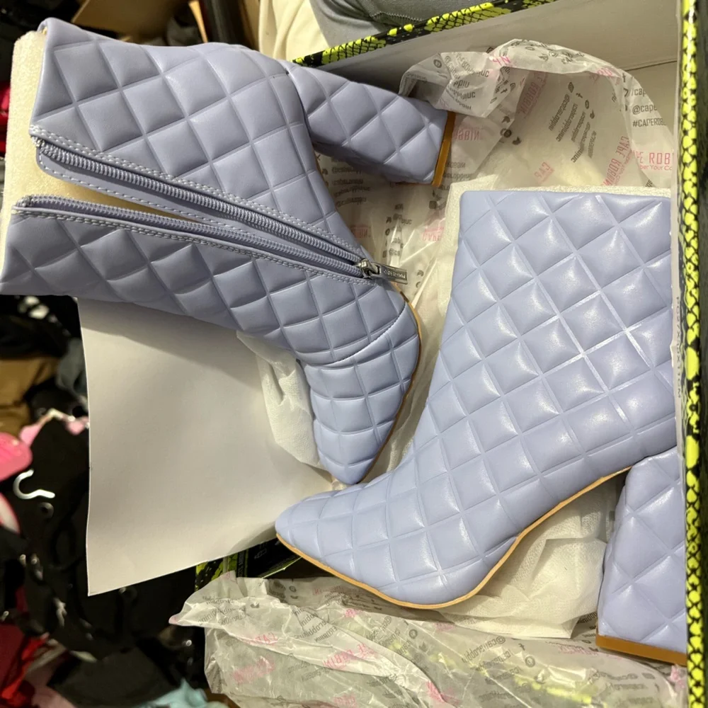 Cape Robbin Quilted Lavender Ankle Boots - Picture 2 of 4